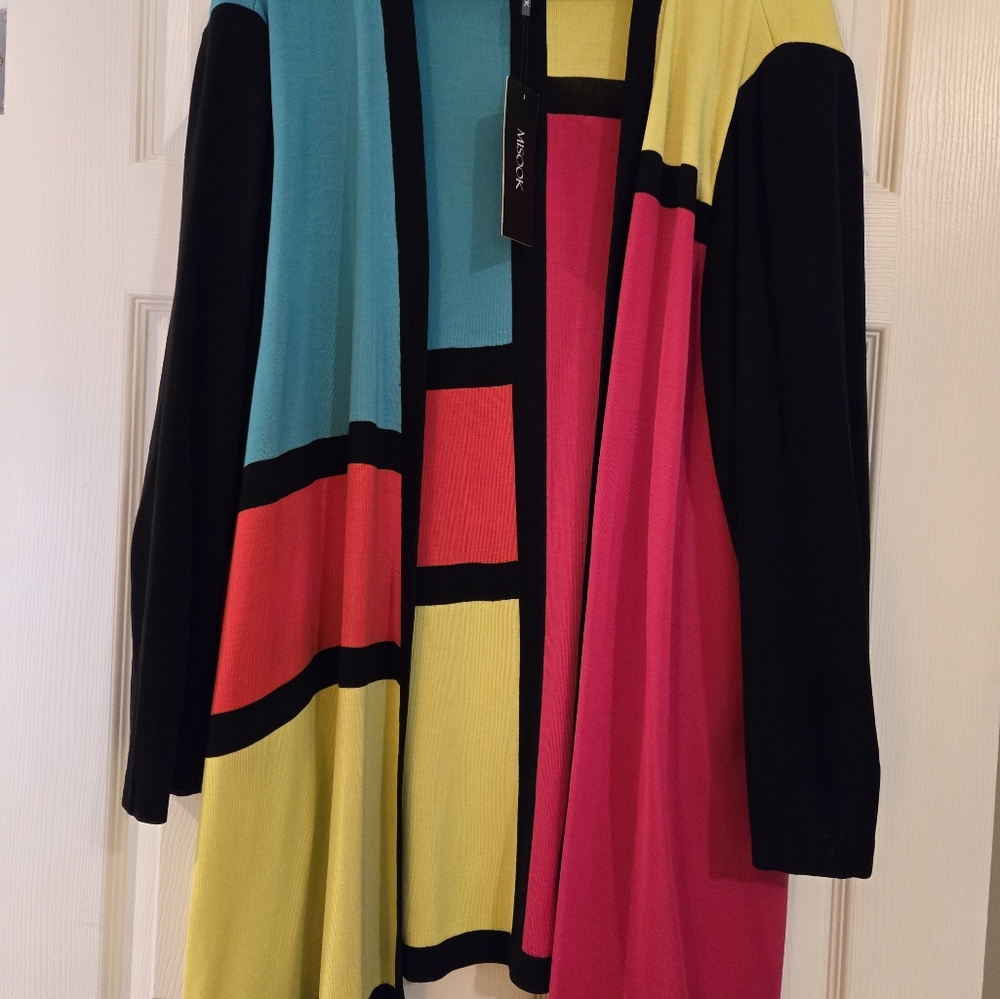 Misook knee length Cardigan open Front